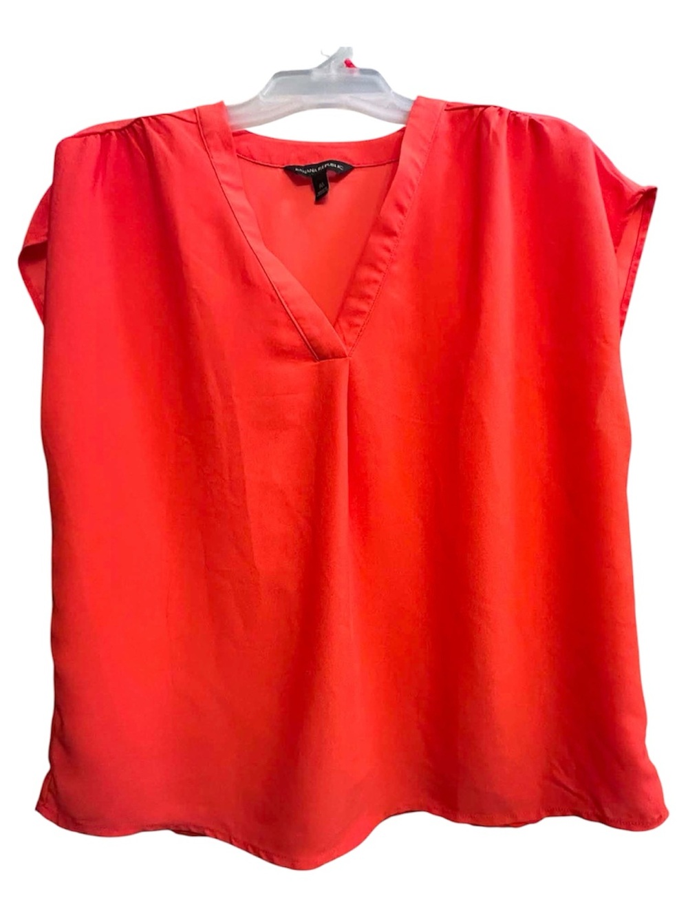Banana Republic Women's V-Neck Sleeveless Blouse - Coral Red